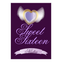 Winged Sweet Sixteen Heart-Customise Invitation