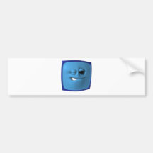 winking blue square smiley bumper stickers