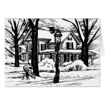 winter at home greeting cards