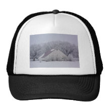 Winter Barn in the Snow Painting Hats