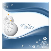 Winter Blue and White Snowflake Wedding Invites