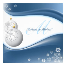 Winter Blue and White Snowflake Wedding Invites