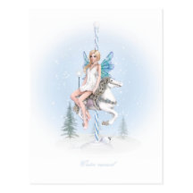 Winter carousel postcards