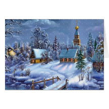 Winter Christmas Village Greeting Card