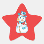 Winter Friends Adorable Snowman and Cardinal Star Sticker