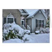 Winter houses greeting card