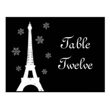 Winter in Paris Table Number Postcard