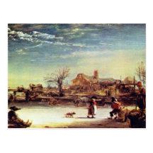 Winter Landscape By Rembrandt Harmensz. Van Rijn Post Card