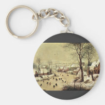 Winter landscape with skaters by Pieter Bruegel Keychain