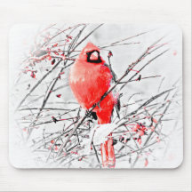 WINTER MALE CARDINAL MOUSE PAD