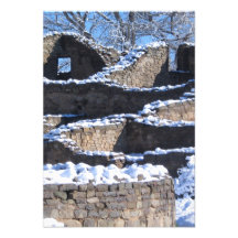 winter mornin at aztec ruin with snow cap walls personalized invite