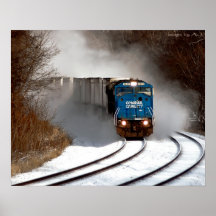 Winter Pig Train Poster