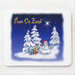Winter Snow Man Peace on Earth Mouse Mat