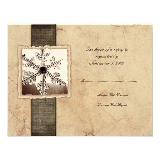 Winter Snowflake Vintage Wedding RSVP Invitations