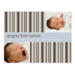 Winter Stripes Blue • Baby Announcement Post Card