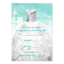 Winter Turquoise Blue Snowflakes Quinceanera RSVP Personalized Announcement