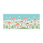 Winter village, red roof houses custom Poster posters