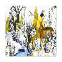 Winter Warrior a Native American Painting Stretched Canvas Prints