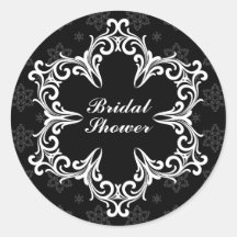 Winter Wedding Bridal Shower Sticker in B&W