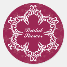 Winter Wedding Bridal Shower Sticker in Cranberry