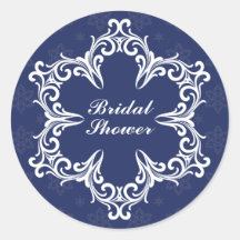 Winter Wedding Bridal Shower Sticker in Navy