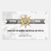 Winter wedding fancy snowflake thank you stickers
