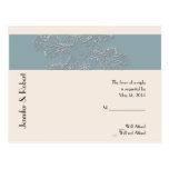 Winter White and Blue Wedding RSVP Postcard