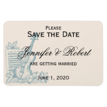 Winter White Blue Wedding Save the Date Rectangular Magnets