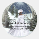 Winter Woman D3 Design - Fantasy Address Labels Round Sticker