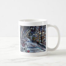 Wintry Bulldog xmas scene Coffee Mugs