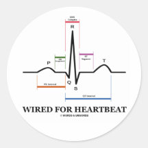 Wired For Heartbeat (ECG/EKG Sinus Rhythm) Stickers