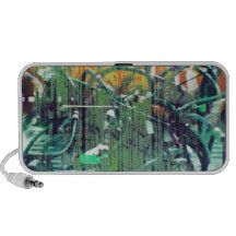 wirewood greens and oranges laptop speaker