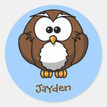 Wise owl round stickers