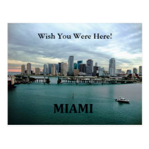 Wish You Were Here Miami Florida Landscape Skyline Postcard