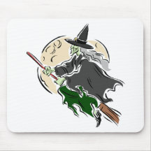 Witch and Broomstick Mouse Pad