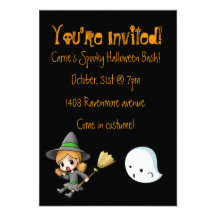 Witch and Ghost Halloween Party Invitation