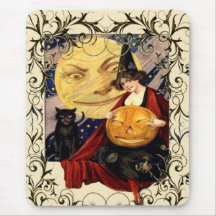 Witch & Black Cat Mousepad