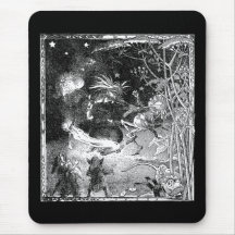 Witch, Gnomes and Fleeing Frog Mouse Mat