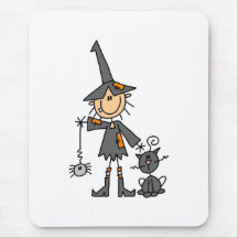 Witch with Black Cat Mousepad