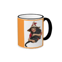 Witchy Girl and Cat Coffee Mug