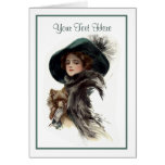 With Her Dog - Customise Greeting Card