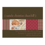 With Love Pink/Brown • Birth Announcement Postcards