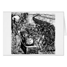 "Without Bread, Land, or Money, the Laborer Flees Greeting Card