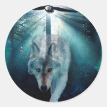 WOLF & EAGLE Wildlife Series Round Sticker