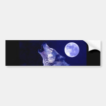Wolf Howling at Moon Bumper Sticker