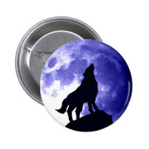 Wolf Howling at Moon Button