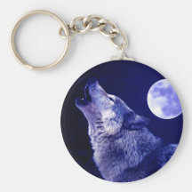 Wolf Howling at Moon Key Chains