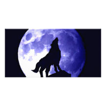 Wolf Howling at Moon Personalised Photo Card
