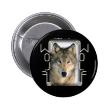 WOLF PORTRAIT - MIRRORED TEXT BUTTON