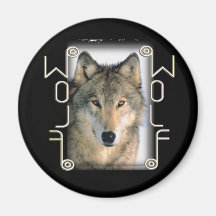 WOLF PORTRAIT - MIRRORED TEXT FRIDGE MAGNET